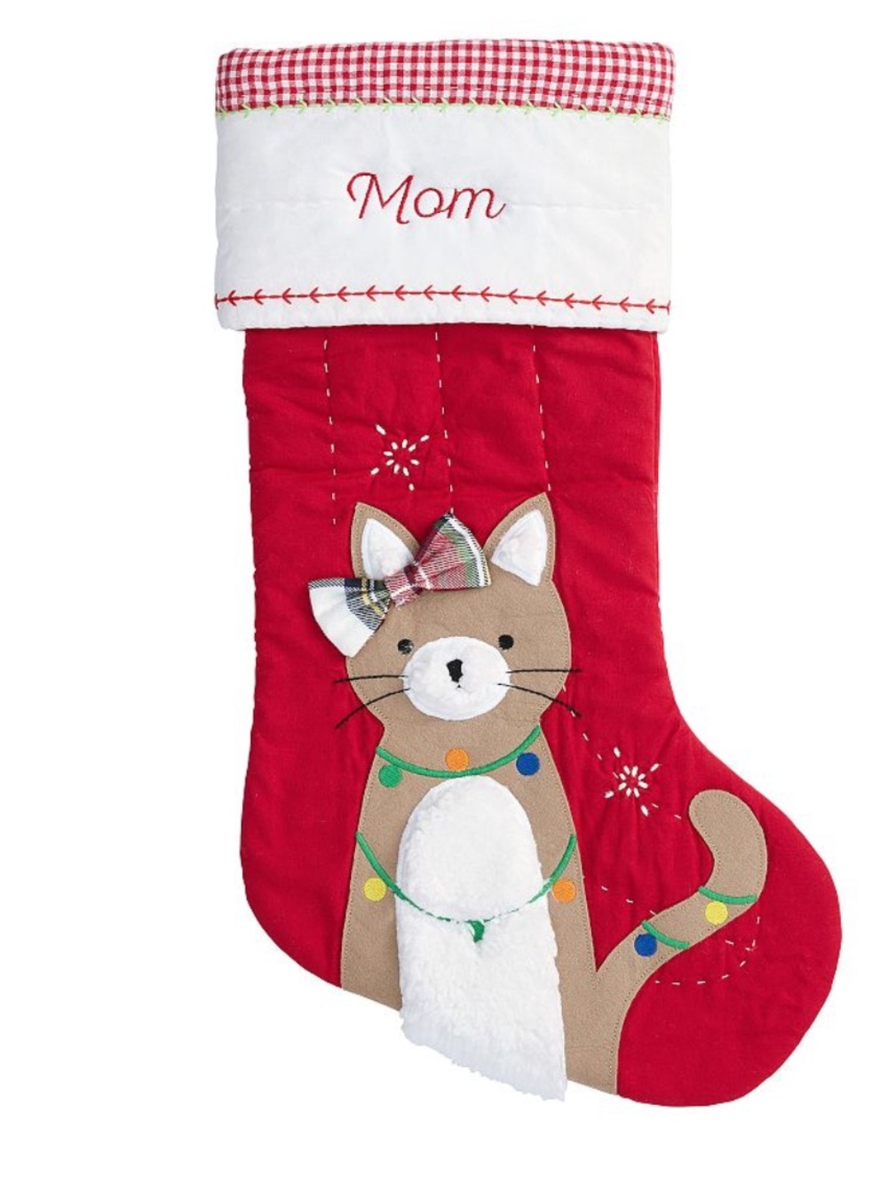 Pottery Barn Kitty Cat Quilted Christmas Stocking NWT NO MONOGRAM